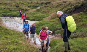 Leaving Kinder Gate on bog-trotting with Bill - a super walk