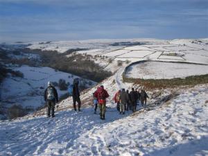 Winter walking near Great Hucklow