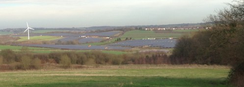 Solar panel crops near Arkwright get the benefit of rare winter sun