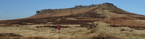 Mel in photographic action near Higger Tor